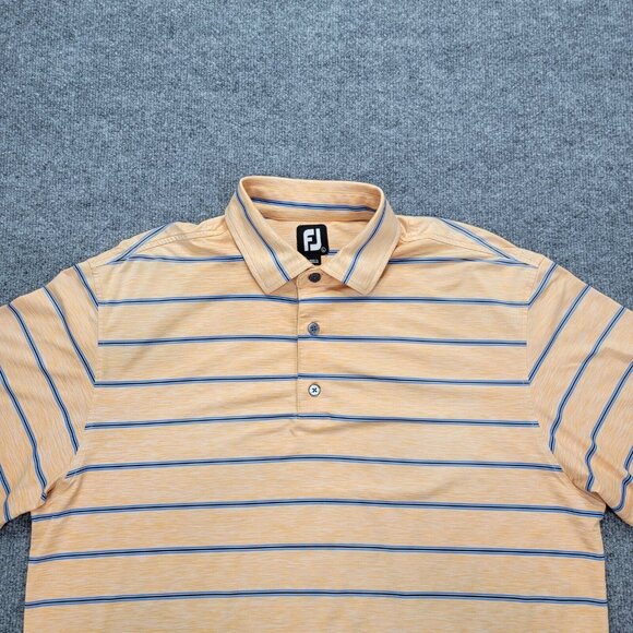 Footjoy Polo Shirt Mens Large Orange Striped Golf Performance North‎ Gate Logo - Picture 2 of 9